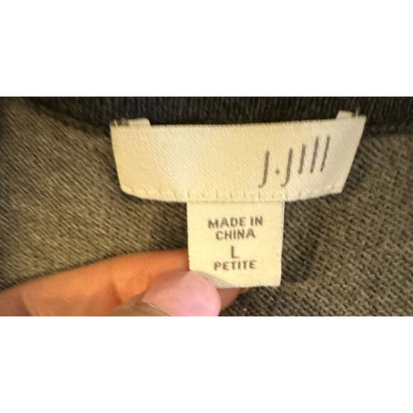 J. Jill Women’s Petite large gray Open Front Cardigan Sweater Color Block - Picture 4 of 5